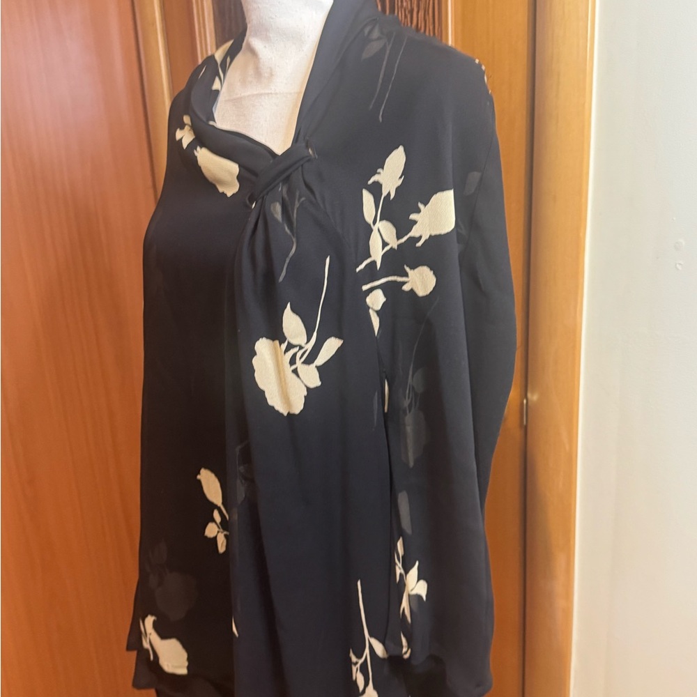 Ralph Lauren silk Black Floral Long Sleeve Top blouse Sz 10